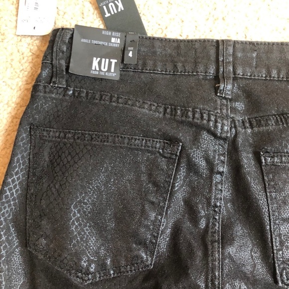 Kut From The Kloth Mia high rise coated snake 4 black jeans denim zip up - Picture 11 of 11